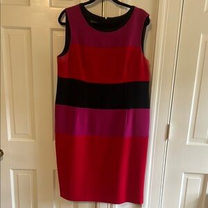 Colorblock Sleeveless Dress - Red, Pink, Black